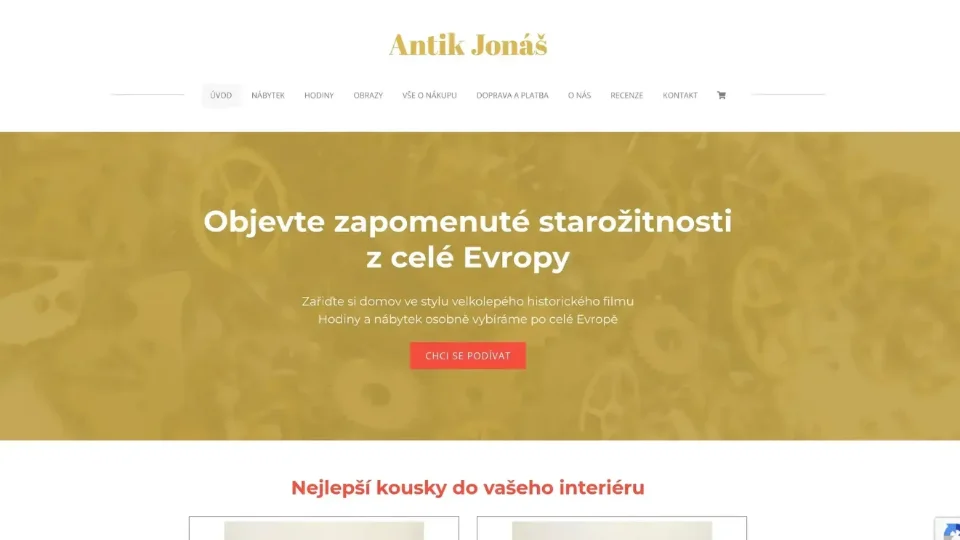 Web Antik Jonáš postavený na WordPressu