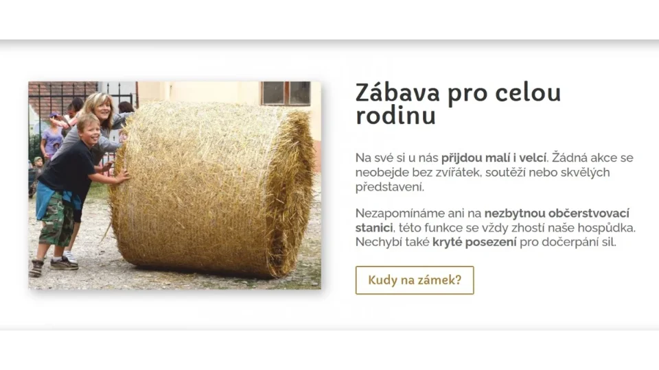 Ukázka se stránky akce na webu Zámecký statek Újezd nade Mží