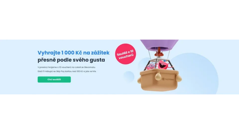Banner k soutěži, kterou Skip Pay pořádal společně se Slevomatem