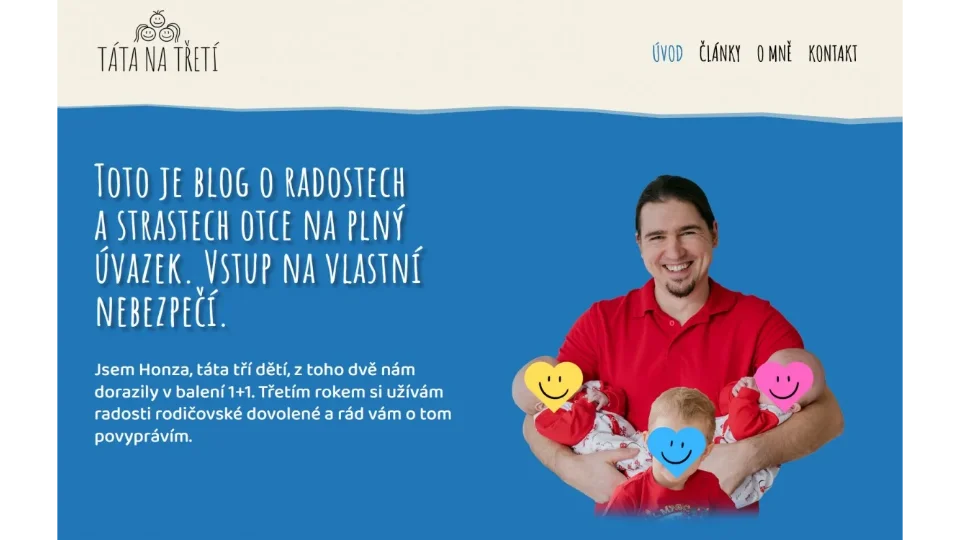 Ukázka z hlavní stránky blogu Táta na třetí